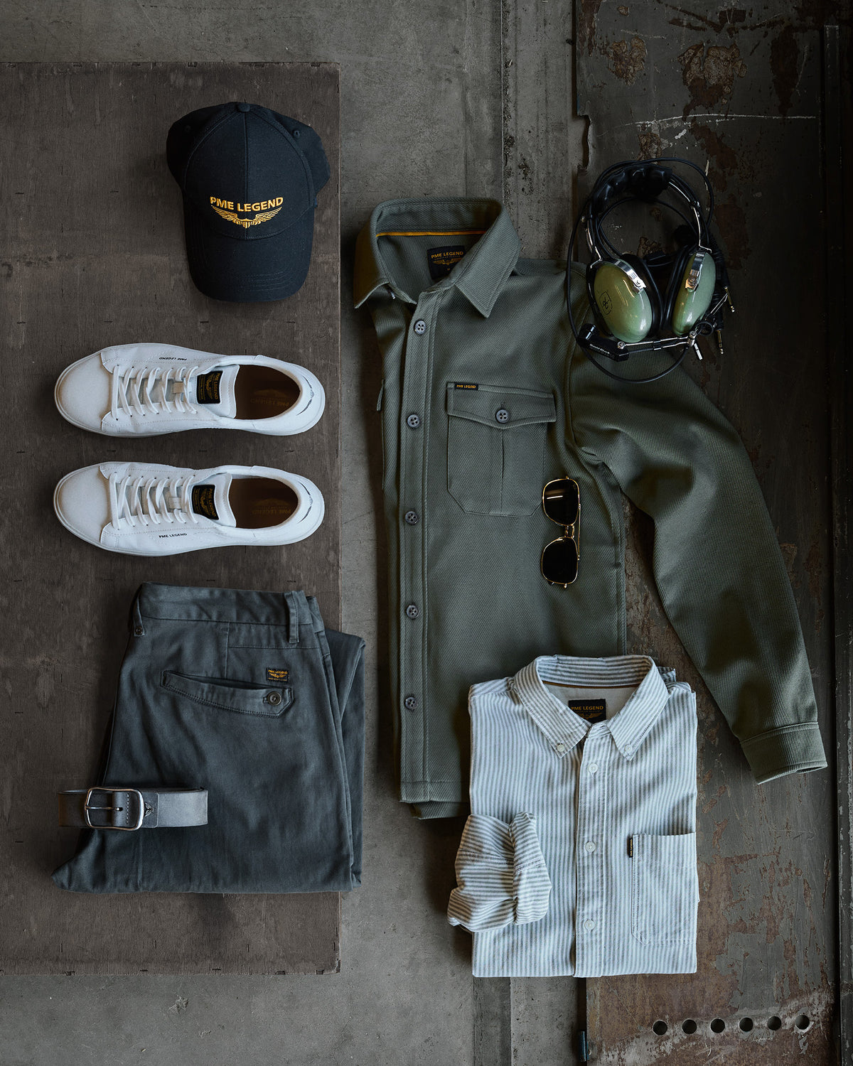 PME Legend shirts and accessories arranged on a table